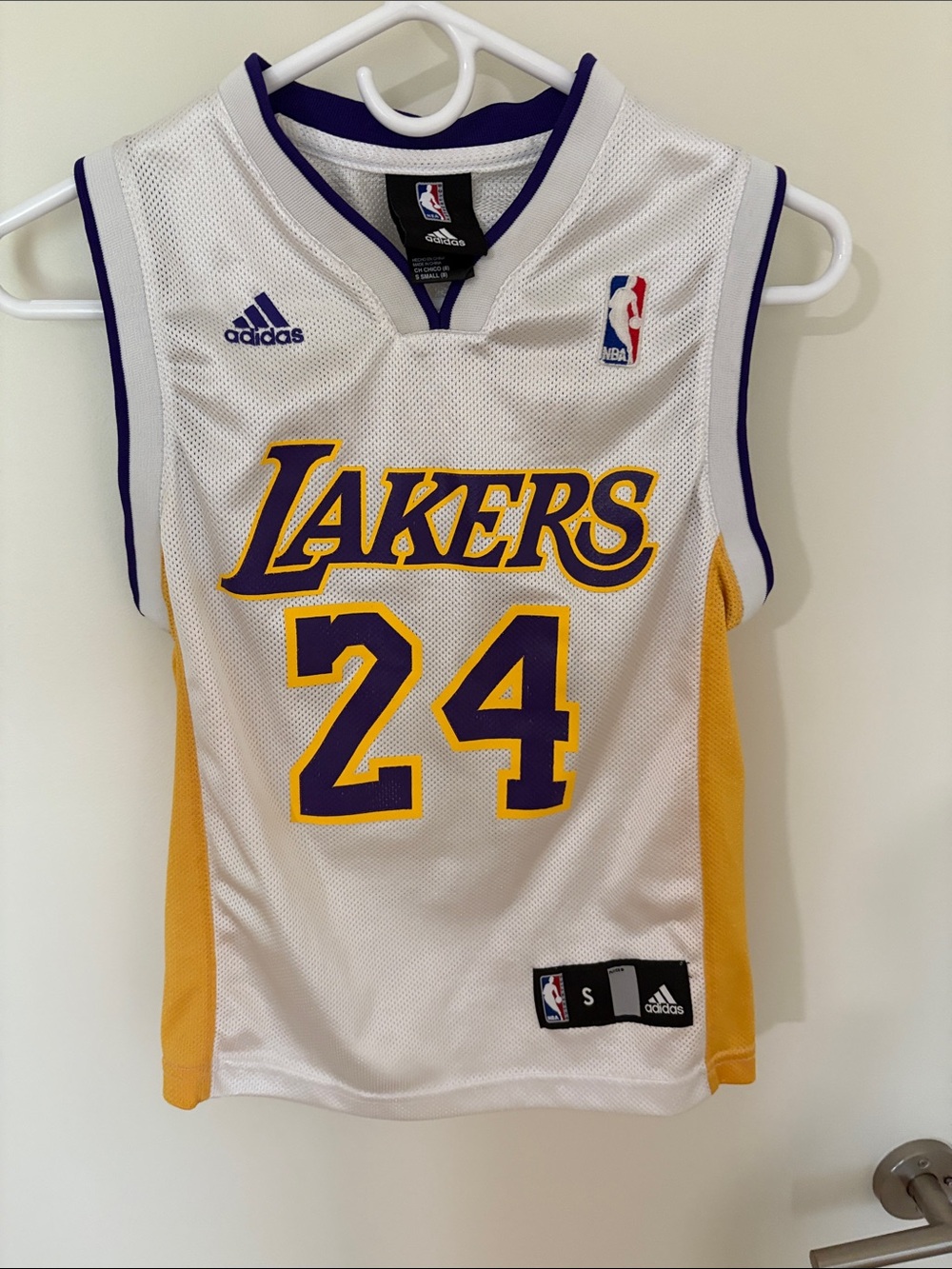 adidas White Los Angeles Lakers #24 Youth Jersey with Purple & Gold Accents